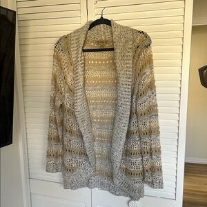 Cozy Beige and Gray Open Knit Sweater